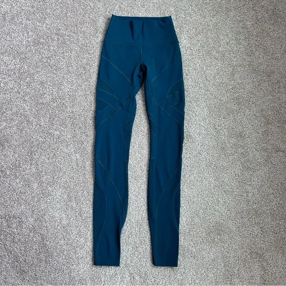 Lululemon Wunder Under HR Mesh Tight 28" Royal Emerald Green Size 2 Special Addn - Picture 3 of 12